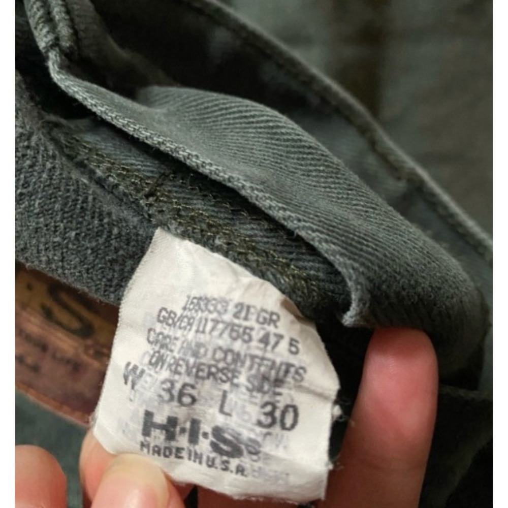 Vintage 90s Straight Leg Green Denim Baggy Mom Jeans Pants 36 30 Heritage Cabin - Picture 3 of 4